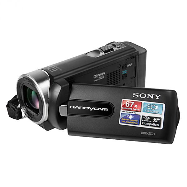 Filmadora Sony Zoom Óptico 67X DCR-SX21 Preta